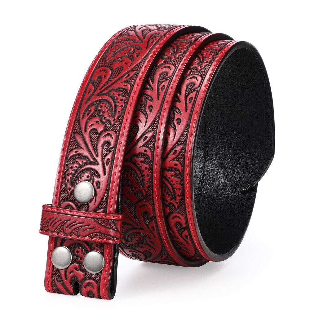 4841 Western Belt Strap without Buckle 1.5" Wide Floral Engraved Embossed